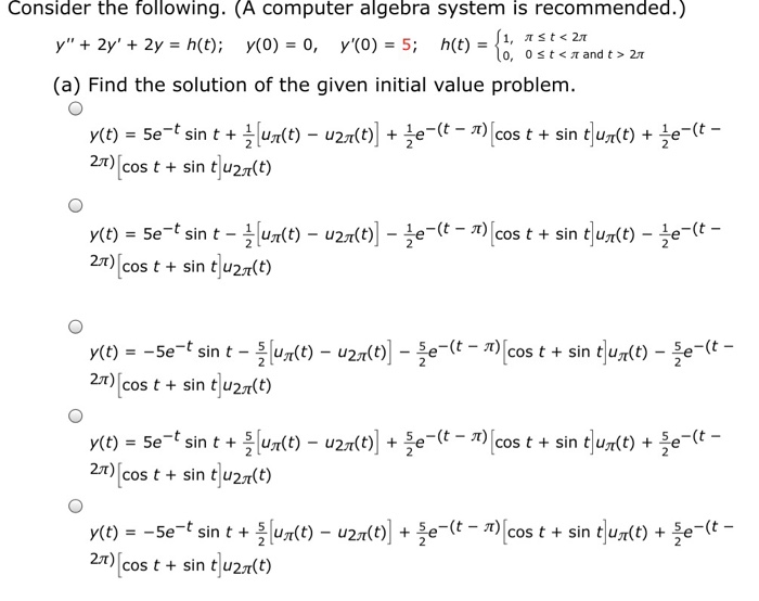Solved Consider the following. (A computer algebra system is | Chegg.com