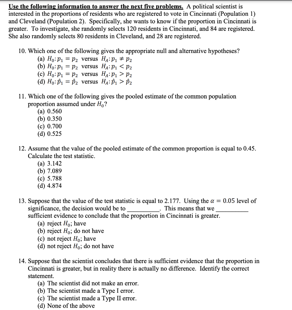 Solved Use the following information to answer the next five | Chegg.com