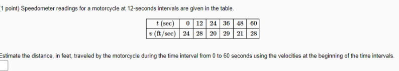 Solved 1 Point) Speedometer Readings For A Motorcycle At | Chegg.com