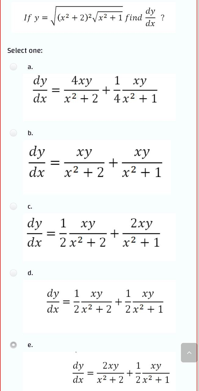 Solved Dy If Y X2 2 21x2 1 Find Dx Select One A 1 Chegg Com