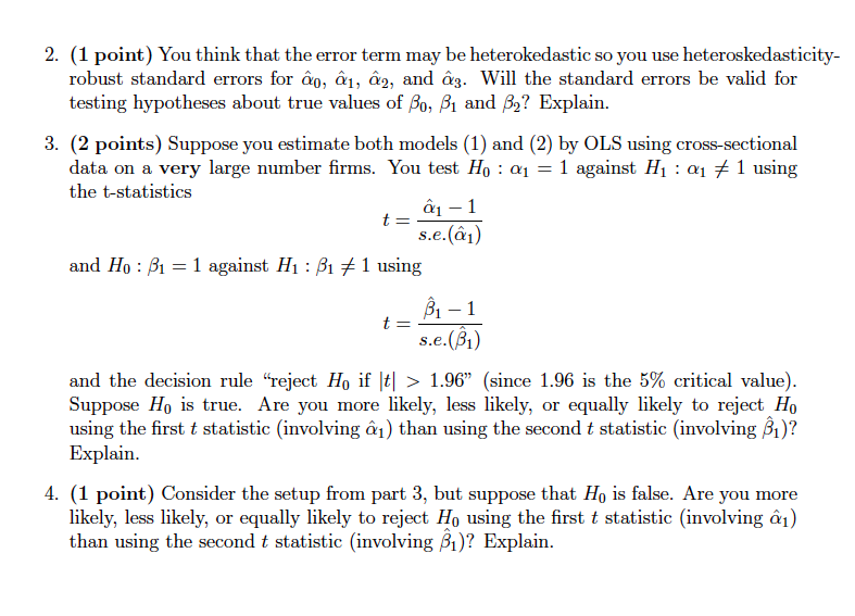 Problem 2 Suppose That The Data Generating Process Chegg Com