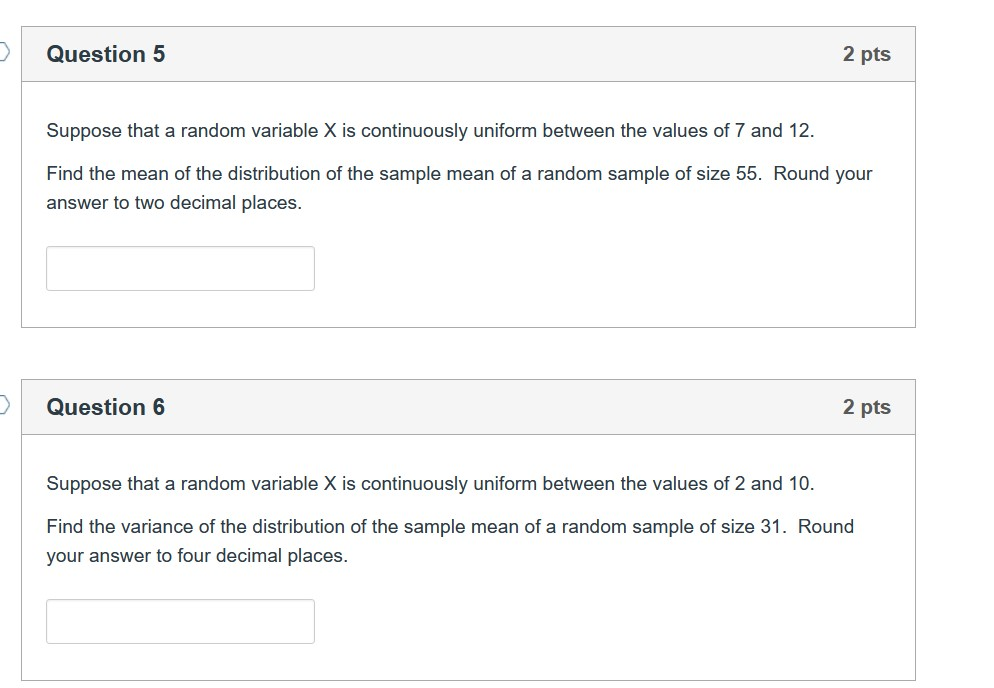 Solved Question 5 2 pts Suppose that a random variable X is | Chegg.com