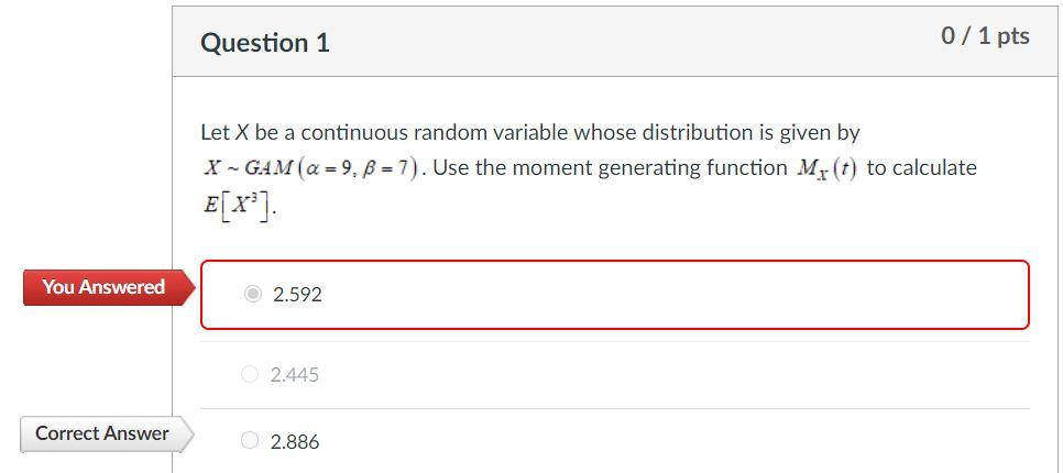 Solved Question 1 0/ 1 pts Let X be a continuous random | Chegg.com