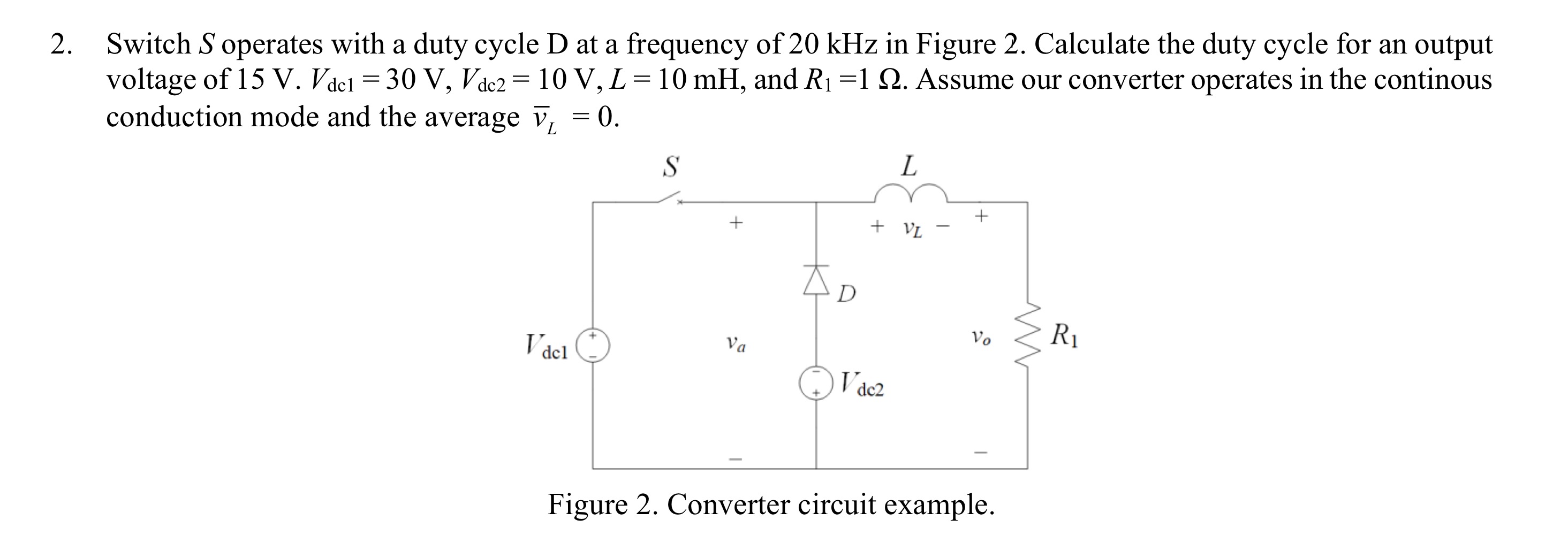 Solved 2 Switch S operates with a duty cycle D at a | Chegg.com