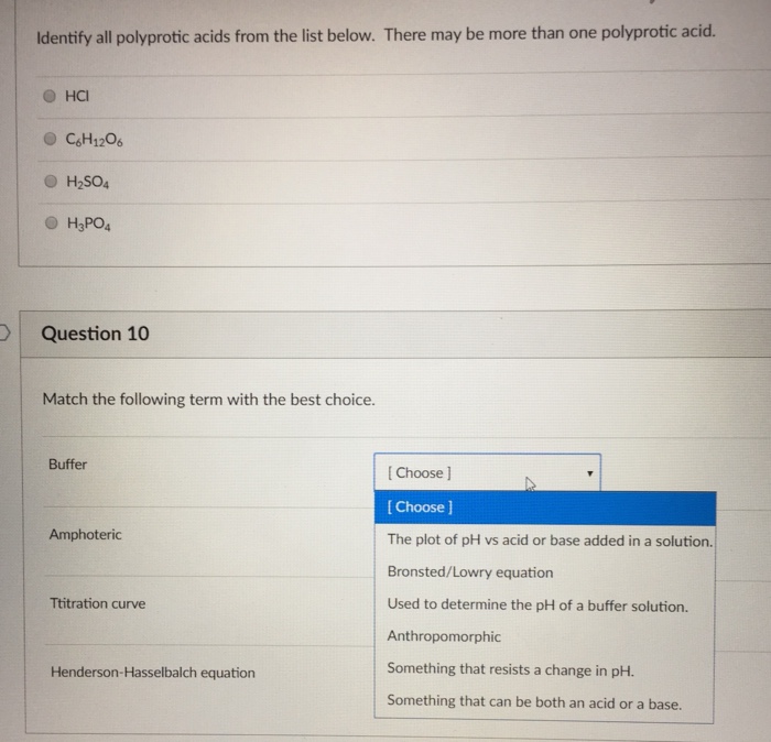 Solved Identify all polyprotic acids from the list below. | Chegg.com