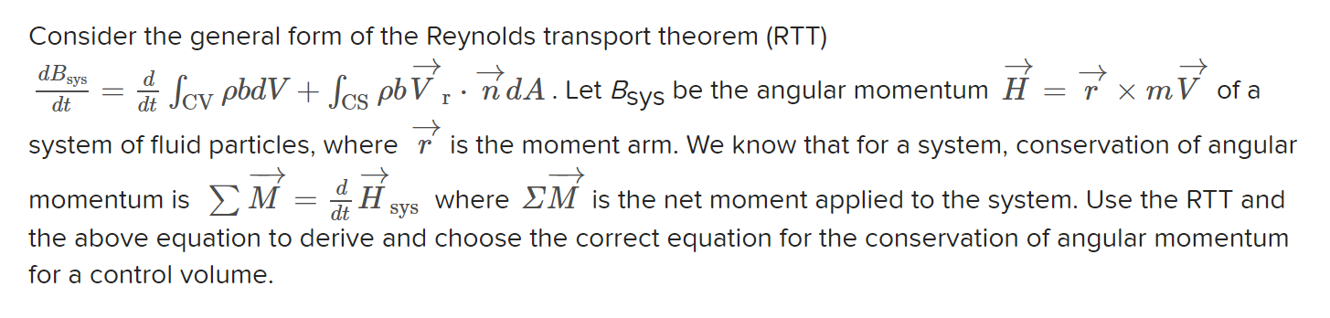 Solved Consider The General Form Of The Reynolds Transport | Chegg.com