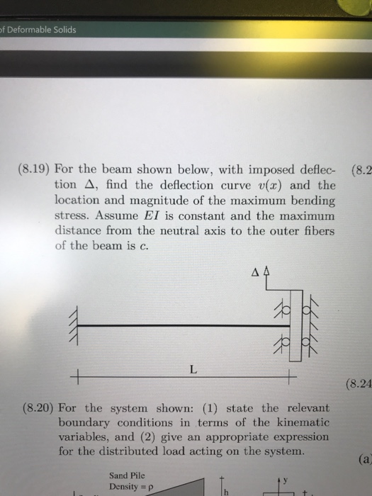 Solved of Deformable Solids (8.19) For the beam shown below, | Chegg.com