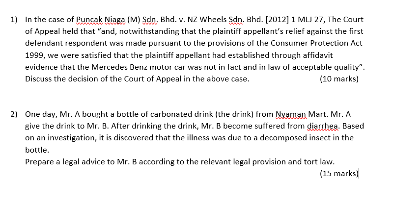 Solved 1 In The Case Of Puncak Niaga M Sdn Bhd V Nz Chegg Com