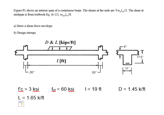 Solved: Figure P1 Shows An Interior Span Of A Continuous B... | Chegg.com