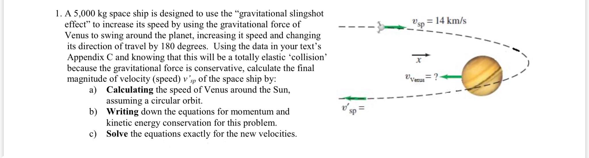 Usp = 14 km/s 1. A 5,000 kg space ship is designed to