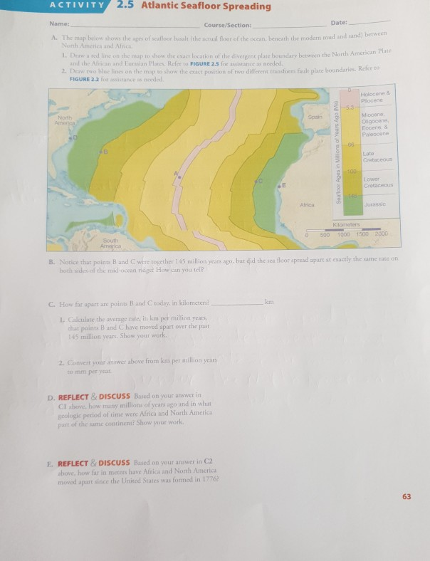 Solved ACTIVITY 2.5 Atlantic Seafloor Spreading Name: | Chegg.com