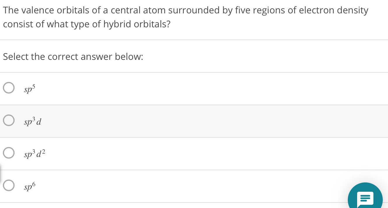 Solved The Valence Orbitals Of A Central Atom Surrounded By | Chegg.com