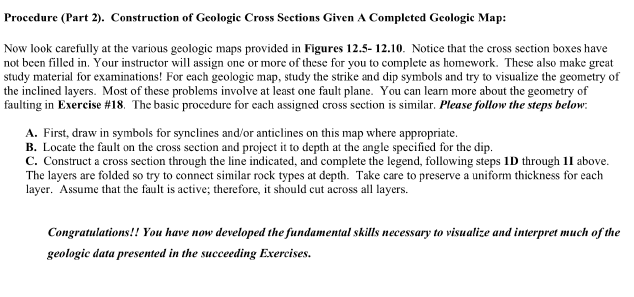 Solved Procedure (Part 2). Construction of Geologic Cross | Chegg.com
