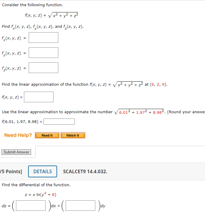 Solved Consider The Following Function Fxyzx2y2z2 9788