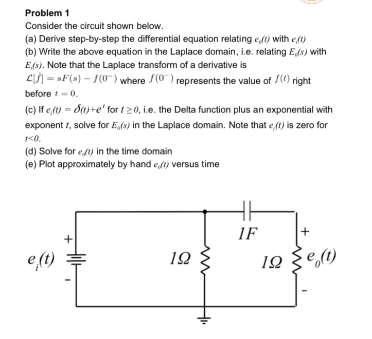 Solved Problem 1 Consider the circuit shown below. (a) | Chegg.com