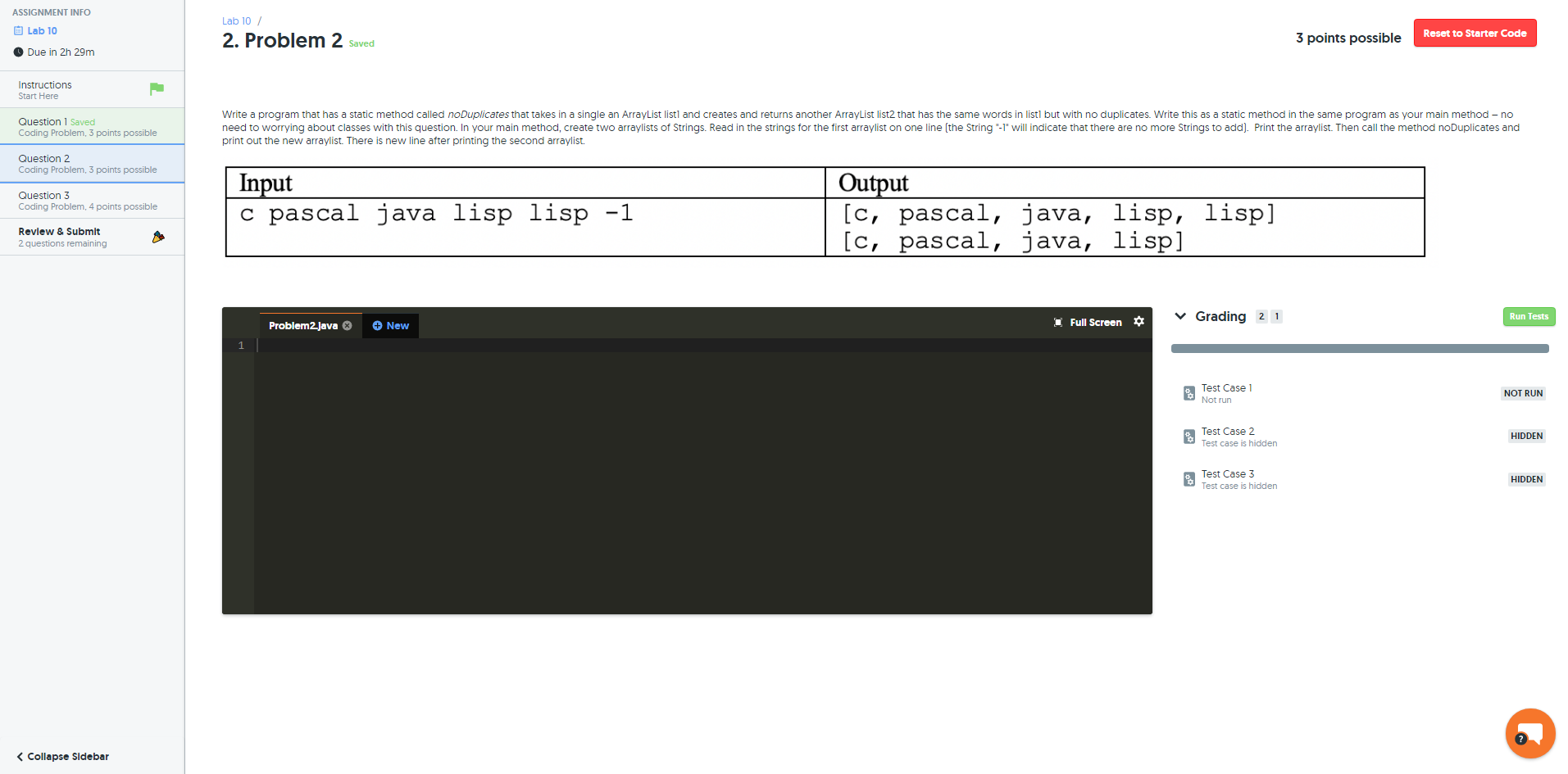 Solved ASSIGNMENT INFO Lab 10 Lab 10 / 2. Problem 2 Saved 3 | Chegg.com