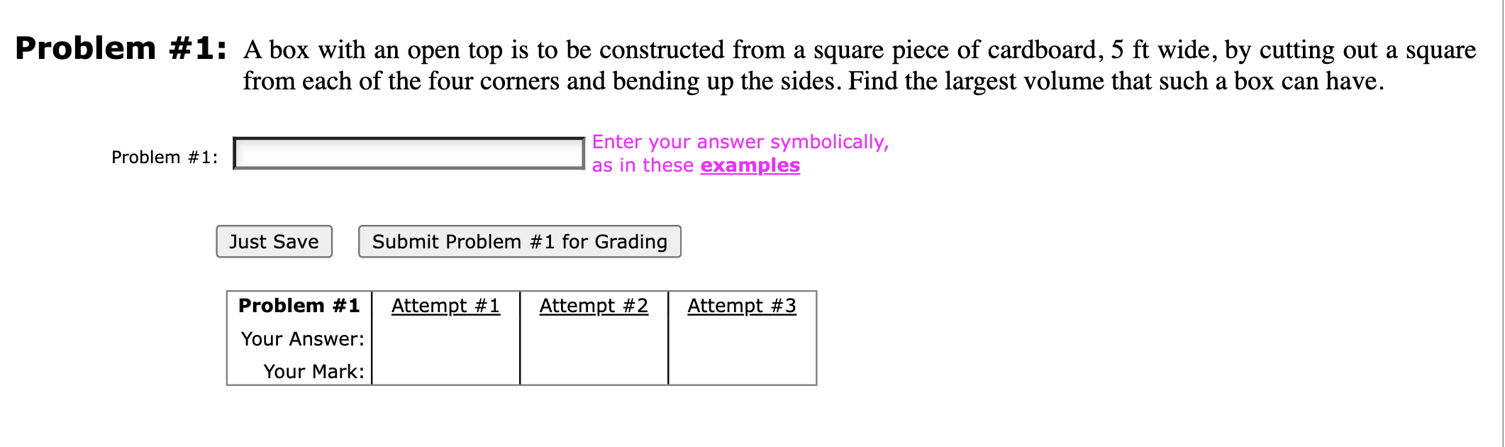 Solved Problem \# 1: A box with an open top is to be | Chegg.com