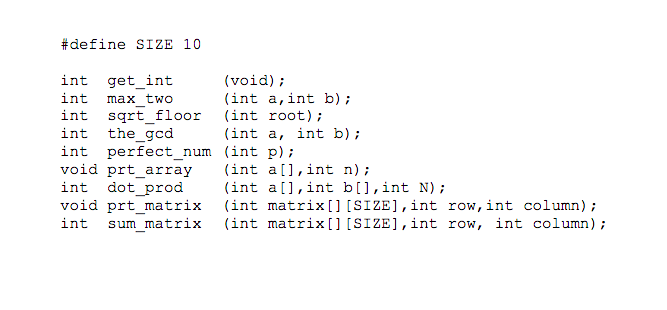 Solved C PROGRAMMING CODE!! Please solve the 8 functions | Chegg.com