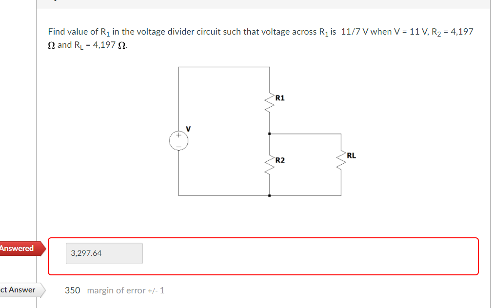 Solved Find value of R1 in the voltage divider circuit such | Chegg.com