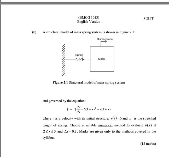Solved (BMCG 1013) - English Version - SULIT (b) A | Chegg.com