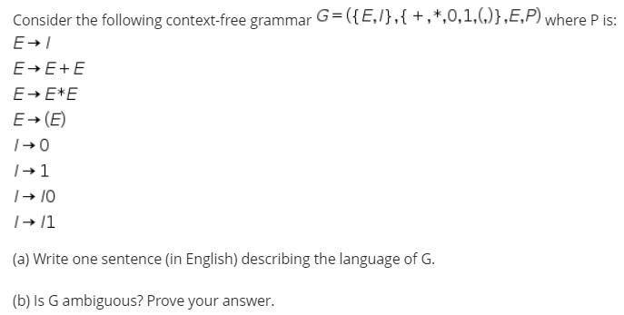 Solved Consider The Following Context-free Grammar | Chegg.com