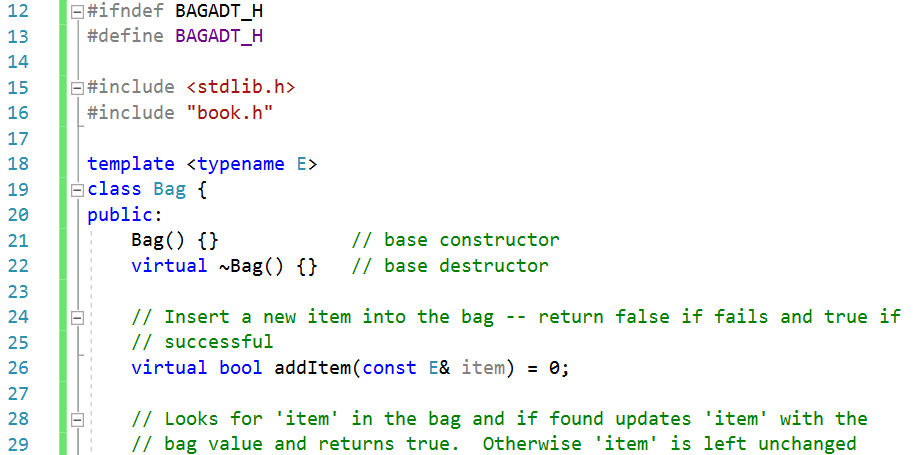 Solved Use the bag ADT provided to create an array-based | Chegg.com