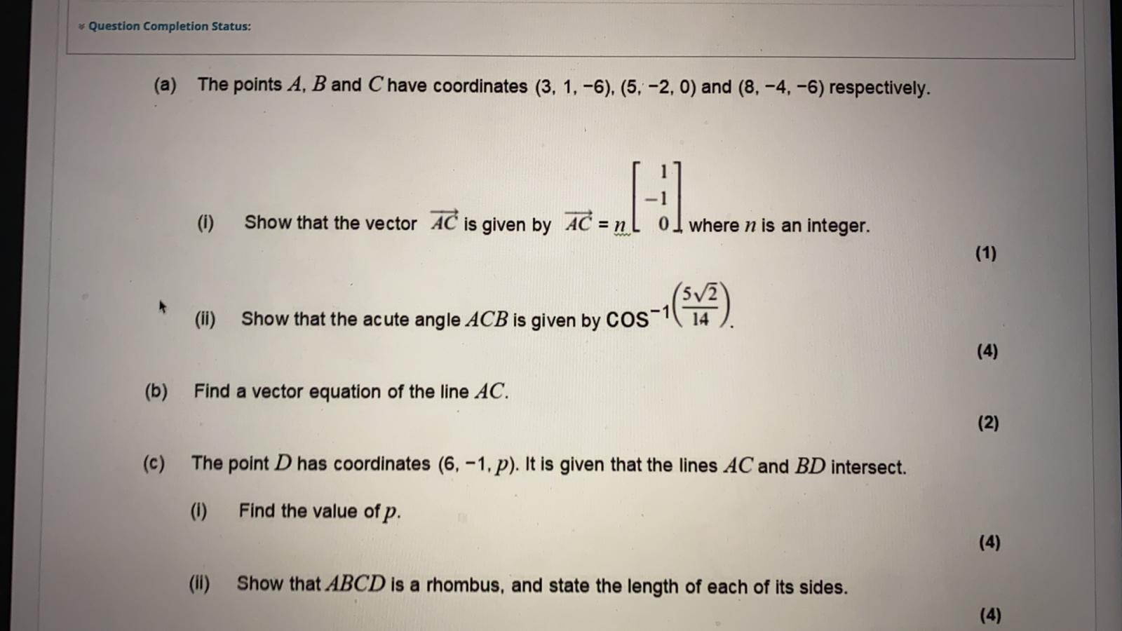 Solved * Question Completion Status: (a) The points A, B and | Chegg.com