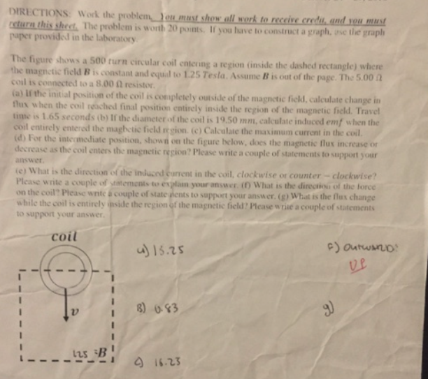 Solved DIRECTIONS Work the problem ou must show all work to | Chegg.com