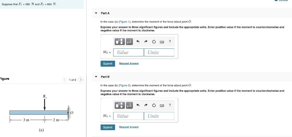 Solved Suppose that F1 = 280 N and F, = 600 N. Part A In the | Chegg.com