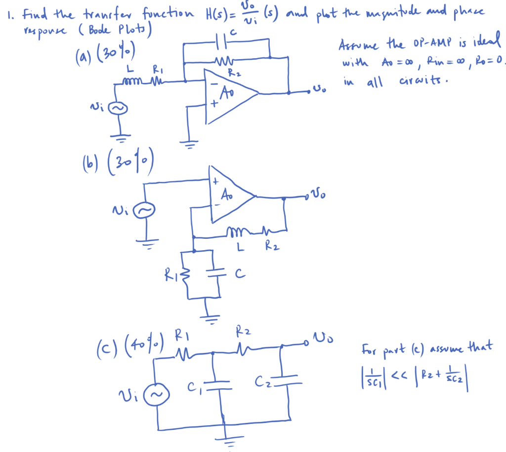 Solved V. 1. Find the transfer function H(s)= response ( | Chegg.com