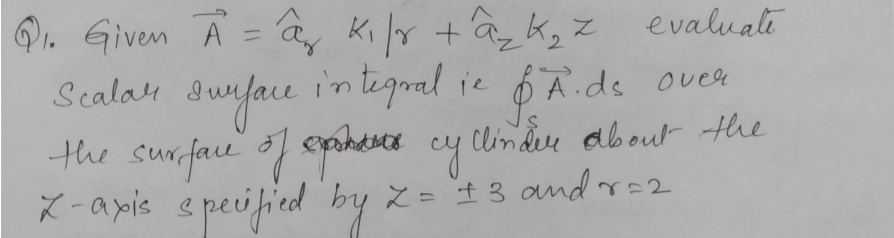 Solved Scalar Q1 Given A A Kly Taak Z Evaluate Surface Chegg Com