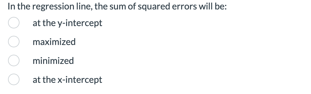 Solved In the regression line, the sum of squared errors | Chegg.com