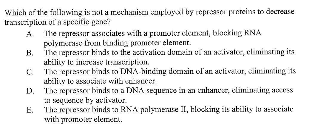 Solved Which of the following is not a mechanism employed by | Chegg.com
