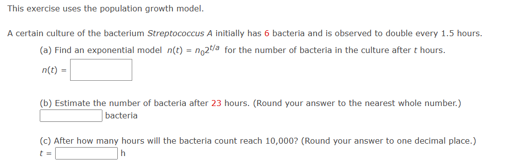 Solved This exercise uses the population growth model. A | Chegg.com