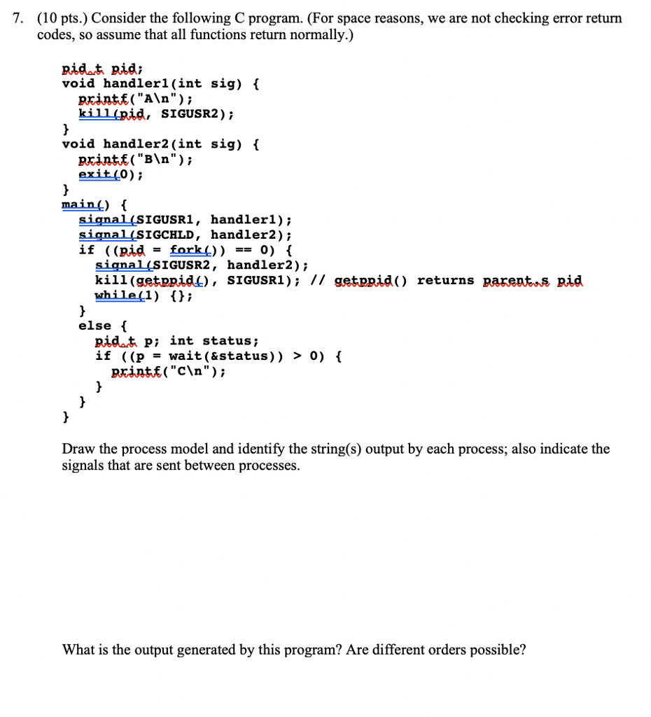 Solved 7. (10 pts.) Consider the following C program. (For | Chegg.com