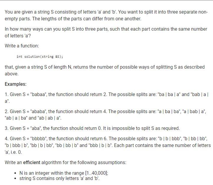 Solved You are given a string S consisting of letters 'a'