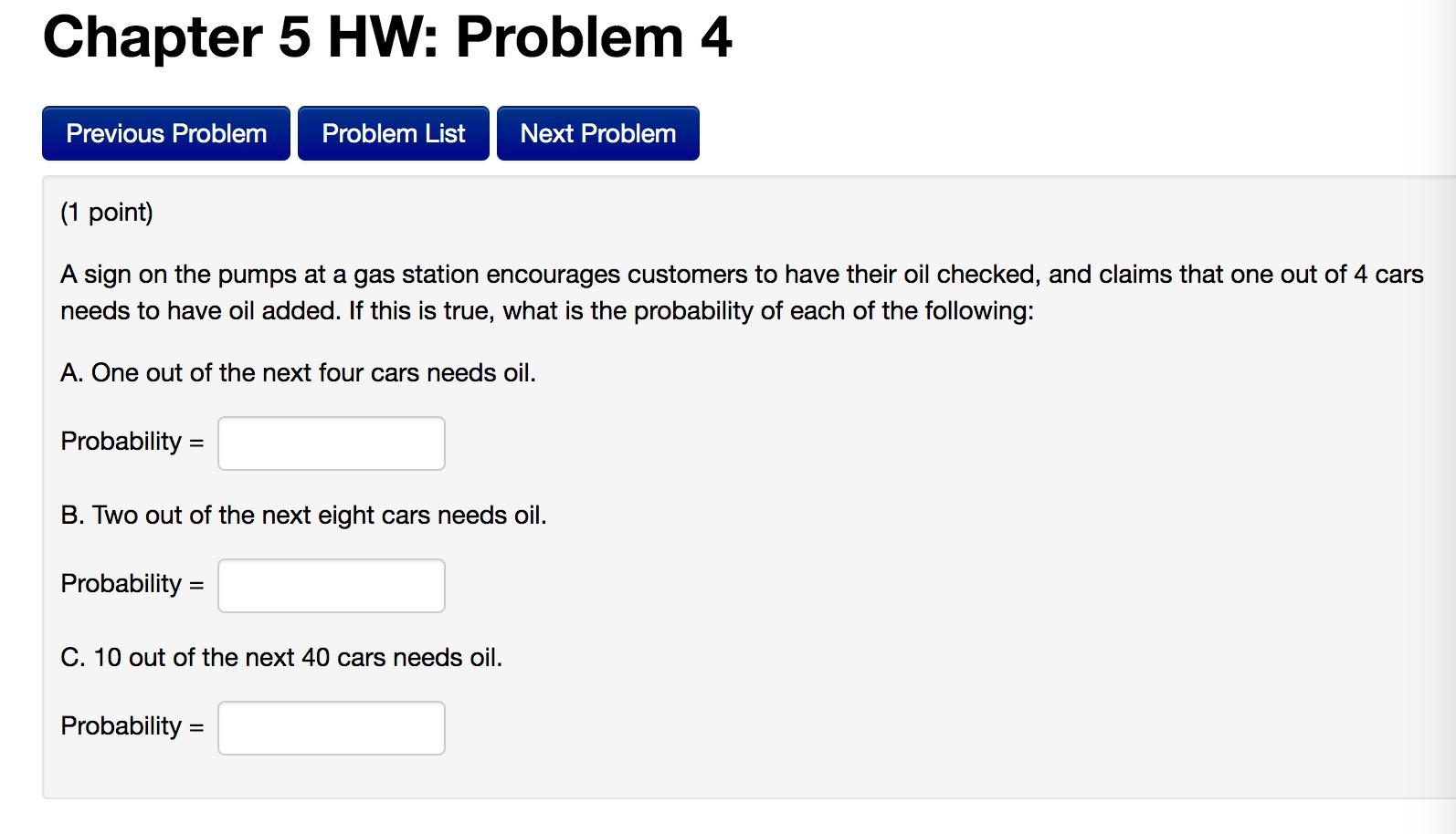 Solved Chapter 5 HW: Problem 4 Previous Problem Problem List | Chegg.com