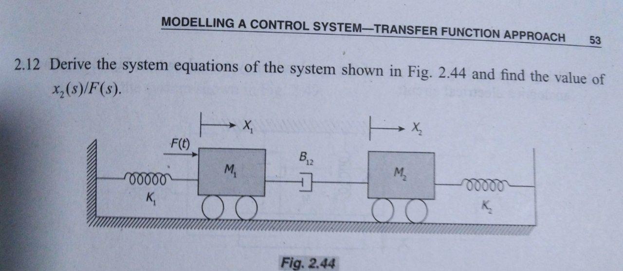 Solved MODELLING A CONTROL SYSTEM-TRANSFER FUNCTION APPROACH | Chegg.com