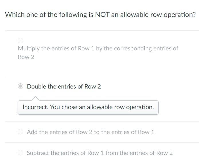 Solved Which one of the following is NOT an allowable row Chegg