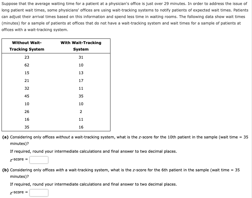 Solved Suppose that the average waiting time for a patient