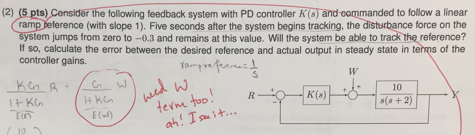 Solved (2) (5 pts) Consider the following feedback system | Chegg.com