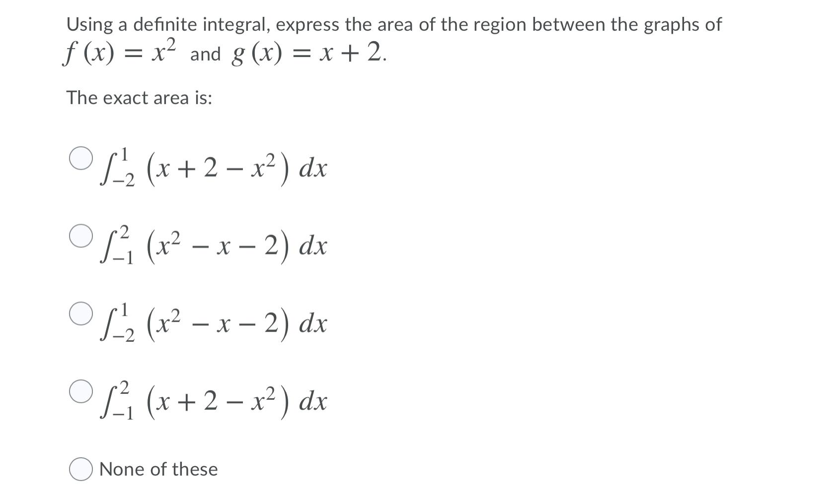 Solved Using a definite integral, express the area of the 