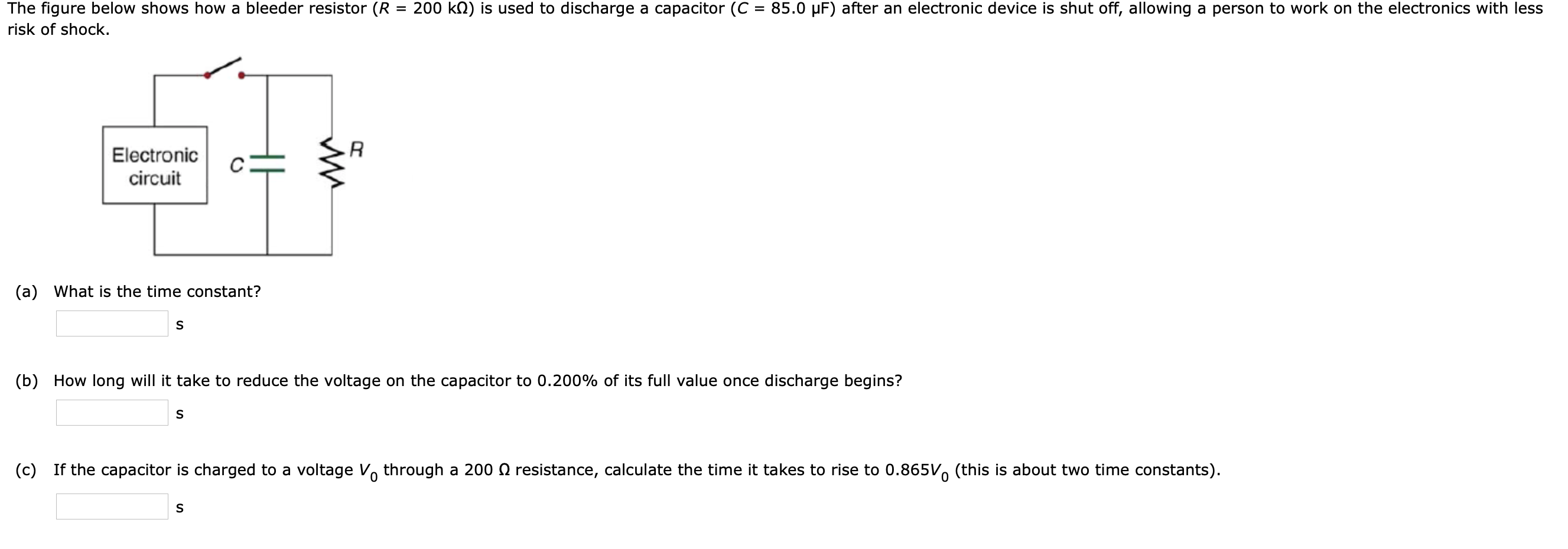 Solved The figure below shows how a bleeder resistor (R =