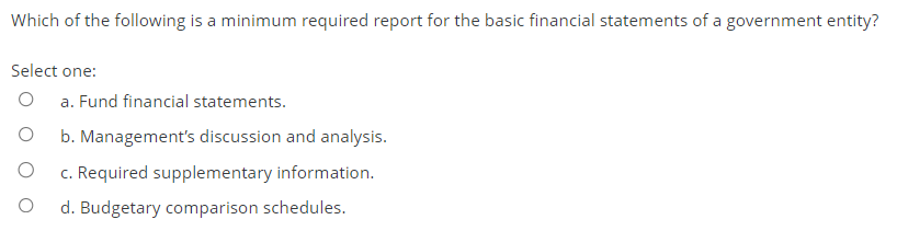 Solved Which of the following is a minimum required report | Chegg.com