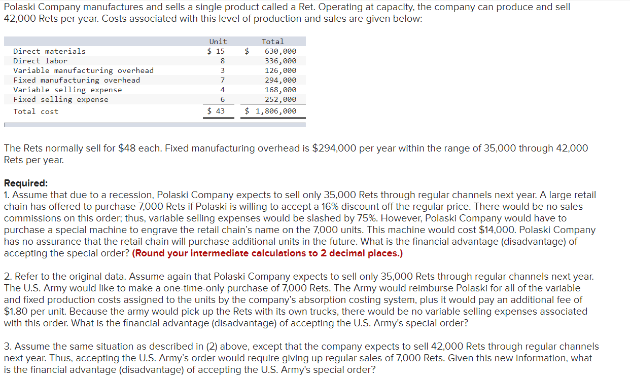 solved-polaski-company-manufactures-and-sells-a-single-chegg