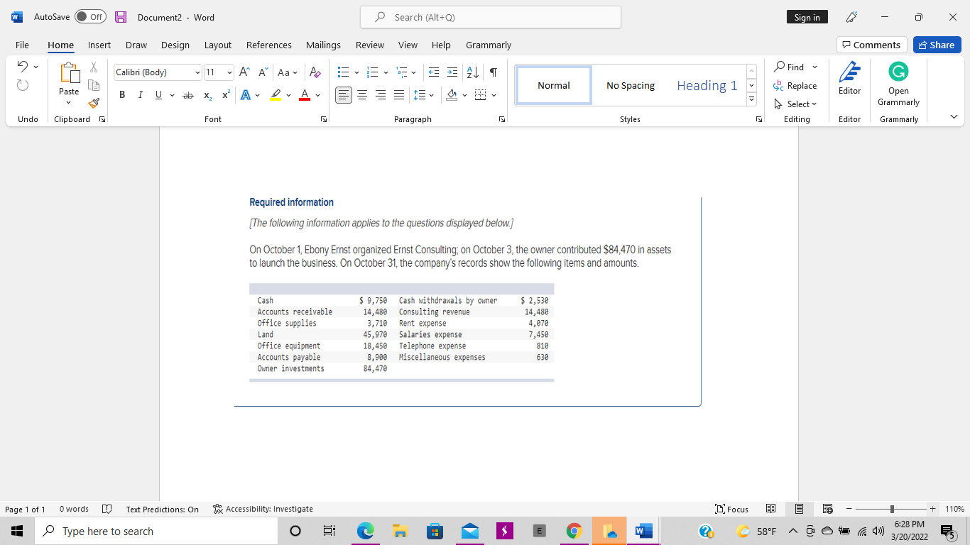 Solved W AutoSave Off A Document2 Document2 - Word Search | Chegg.com