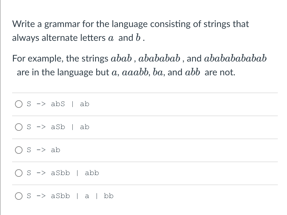 Solved Write a grammar for the language consisting of | Chegg.com