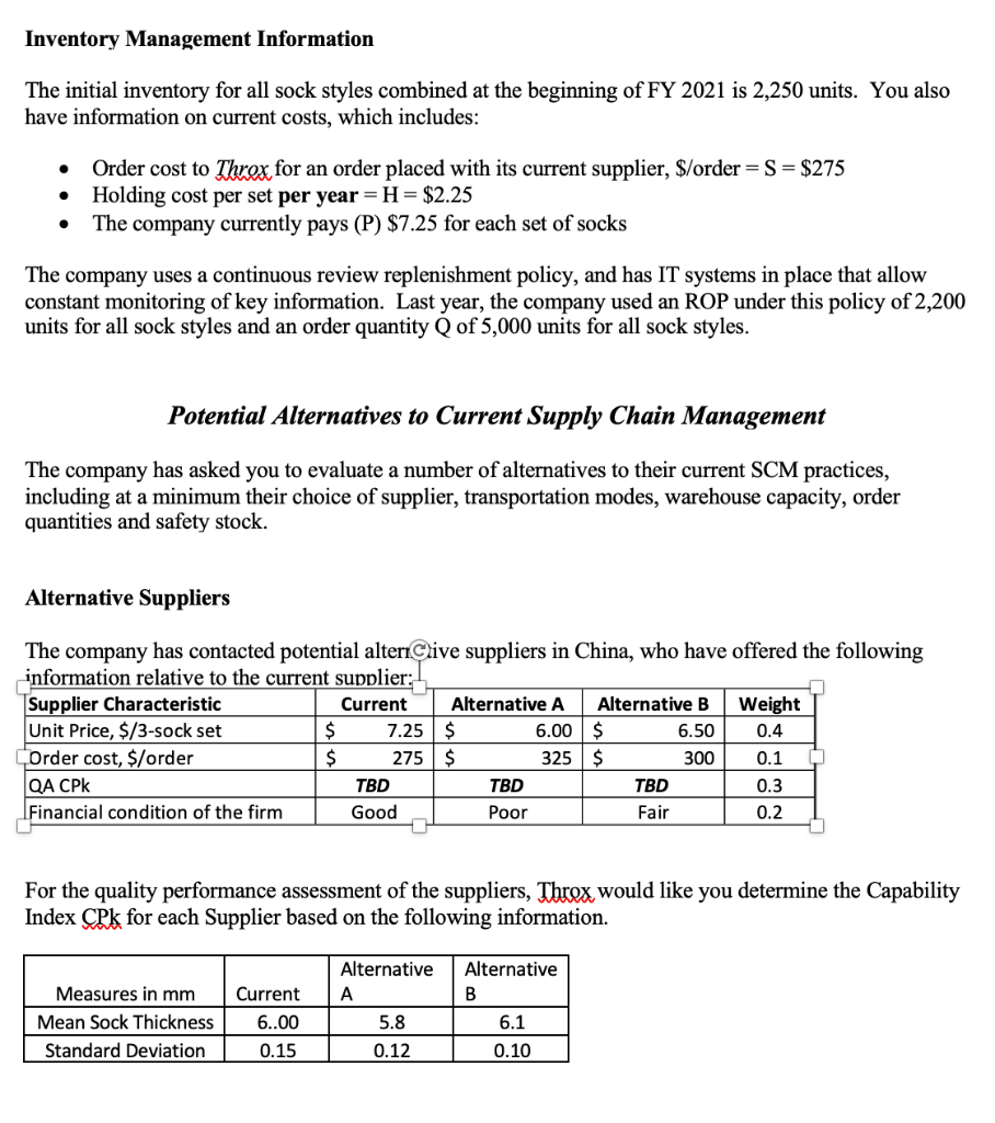 Solved Company Background Information Throx sells higher-end | Chegg.com