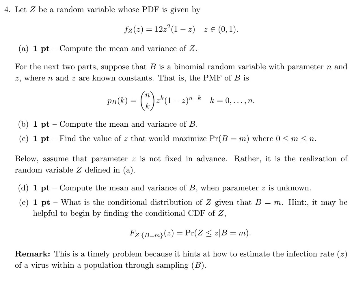 Solved 4. Let Z be a random variable whose PDF is given by | Chegg.com