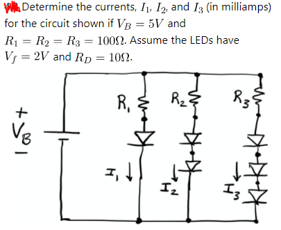 Solved Vui Determine the currents, 11, 12, and 13 (in | Chegg.com
